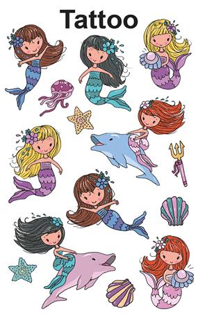 Matrica, tetoválás, 1 ív, 76x120 mm, AVERY ZWECKFORM, "Z-Design No.56763", sellő